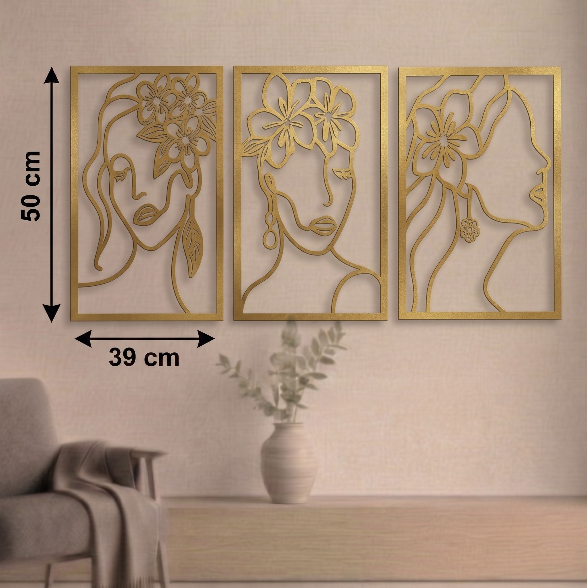 Floral Muse 3'lü Metal Tablo Seti - DF024