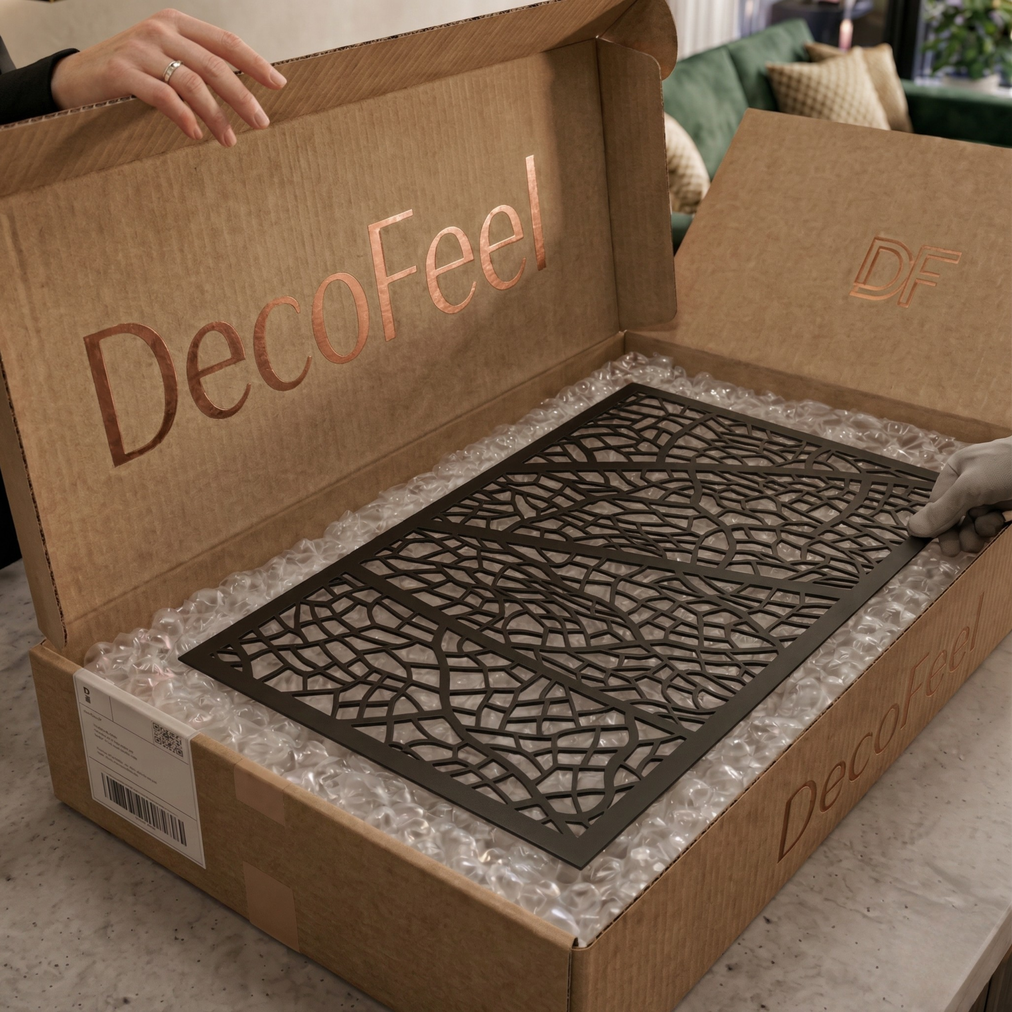 Leaf Vein 3'lü Metal Tablo Seti - DF027