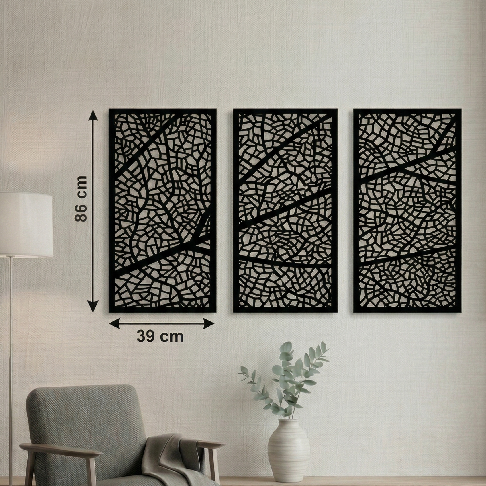 Leaf Vein 3'lü Metal Tablo Seti - DF027