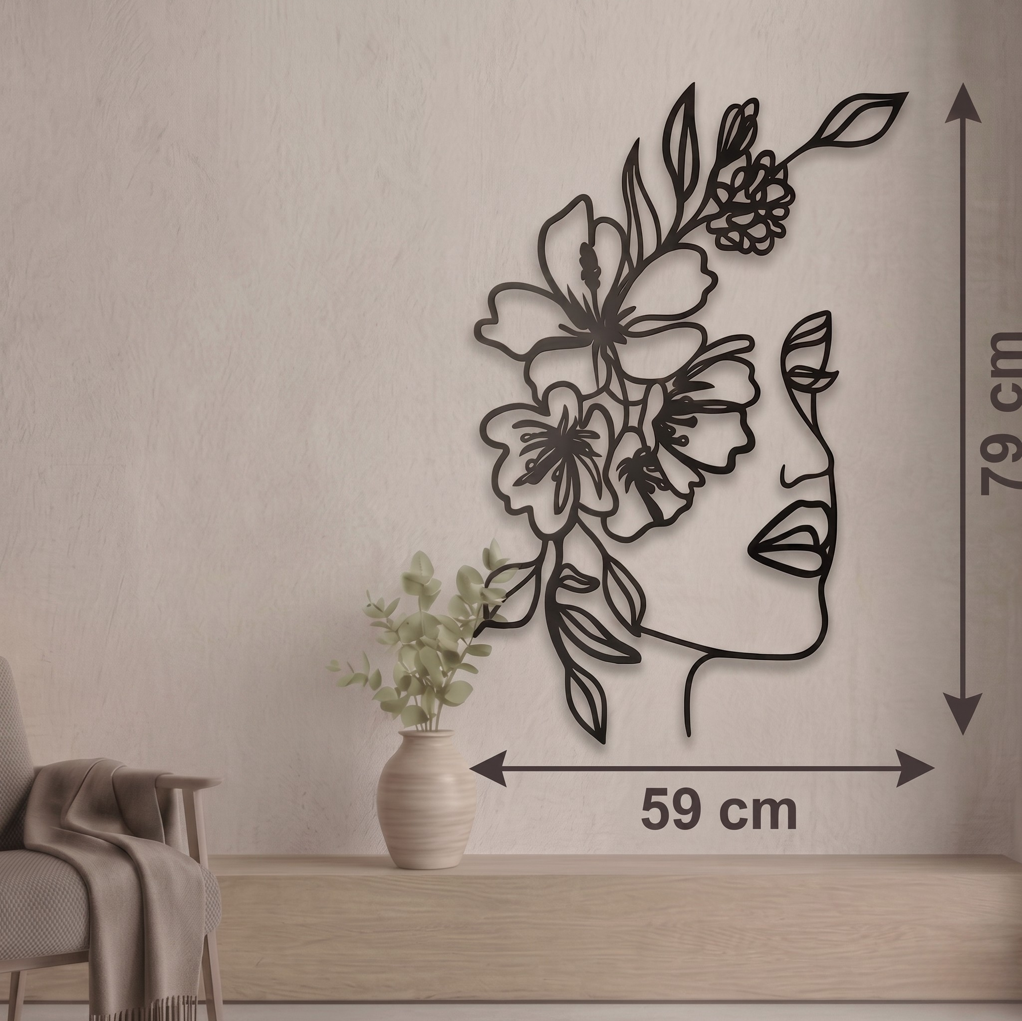 Flower Face Metal Tablo - DF033