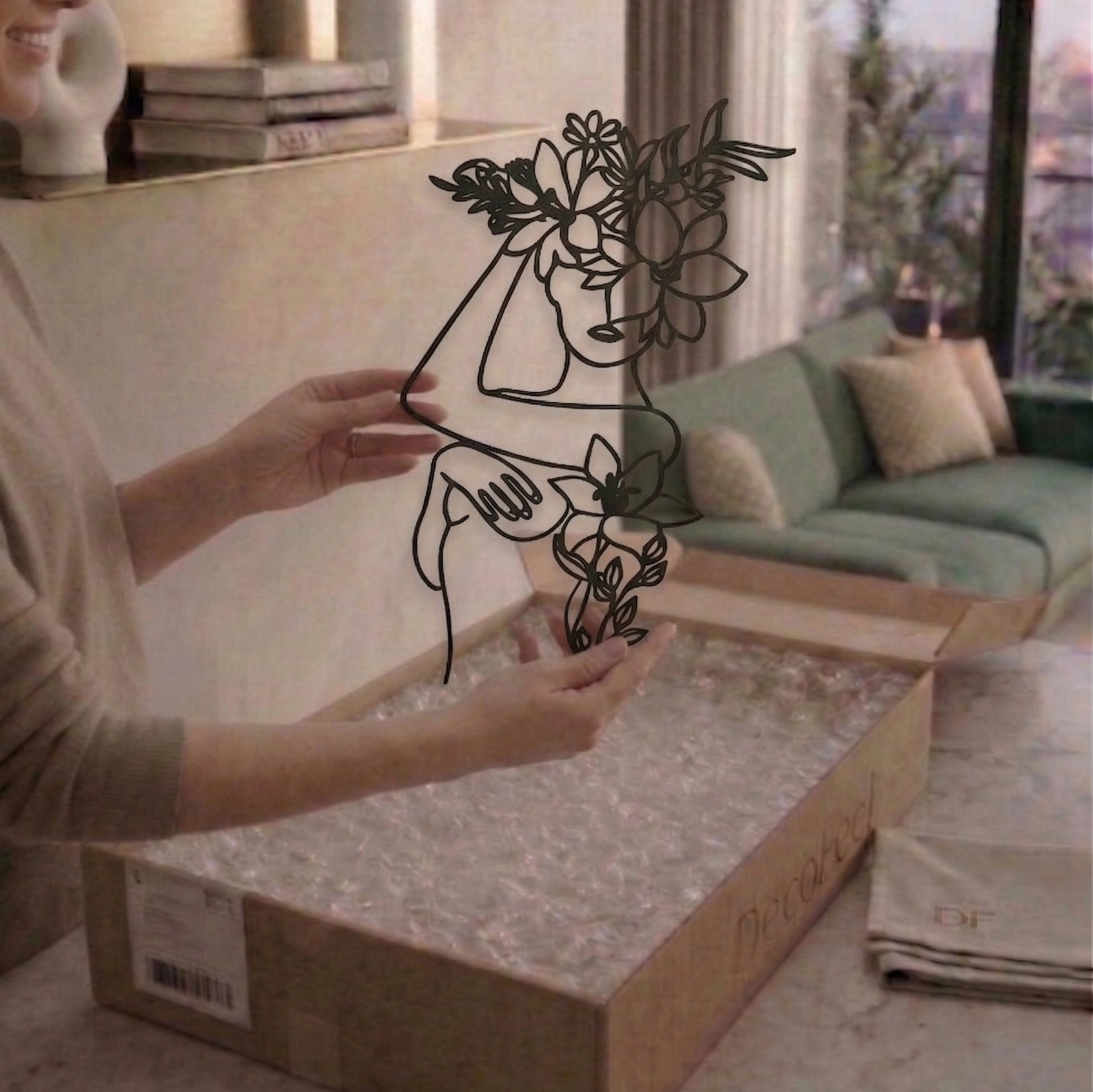 Flora Silhouette Woman Metal Tablo - DF034