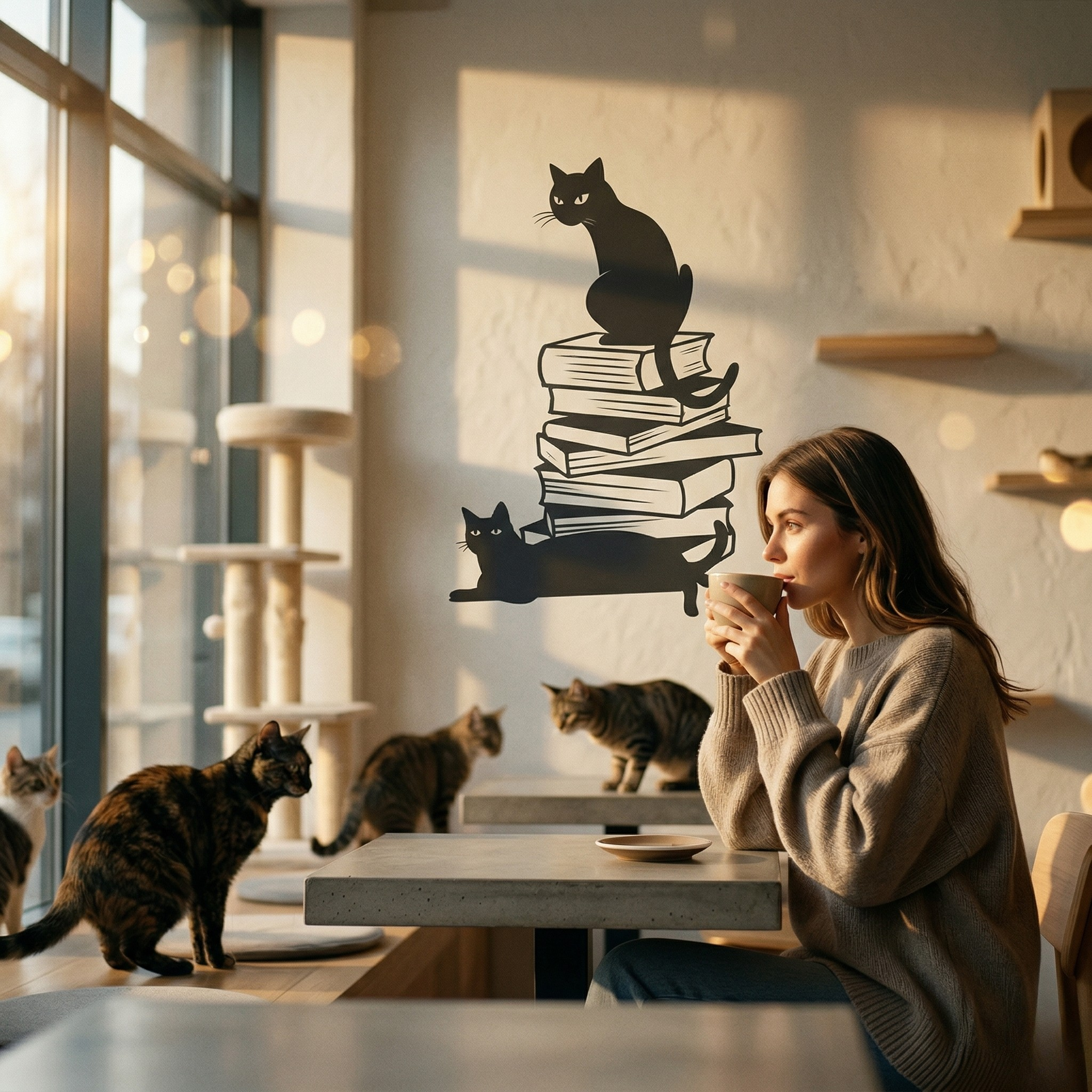 Kitap Kurdu Kedi Metal Tablo - DF040