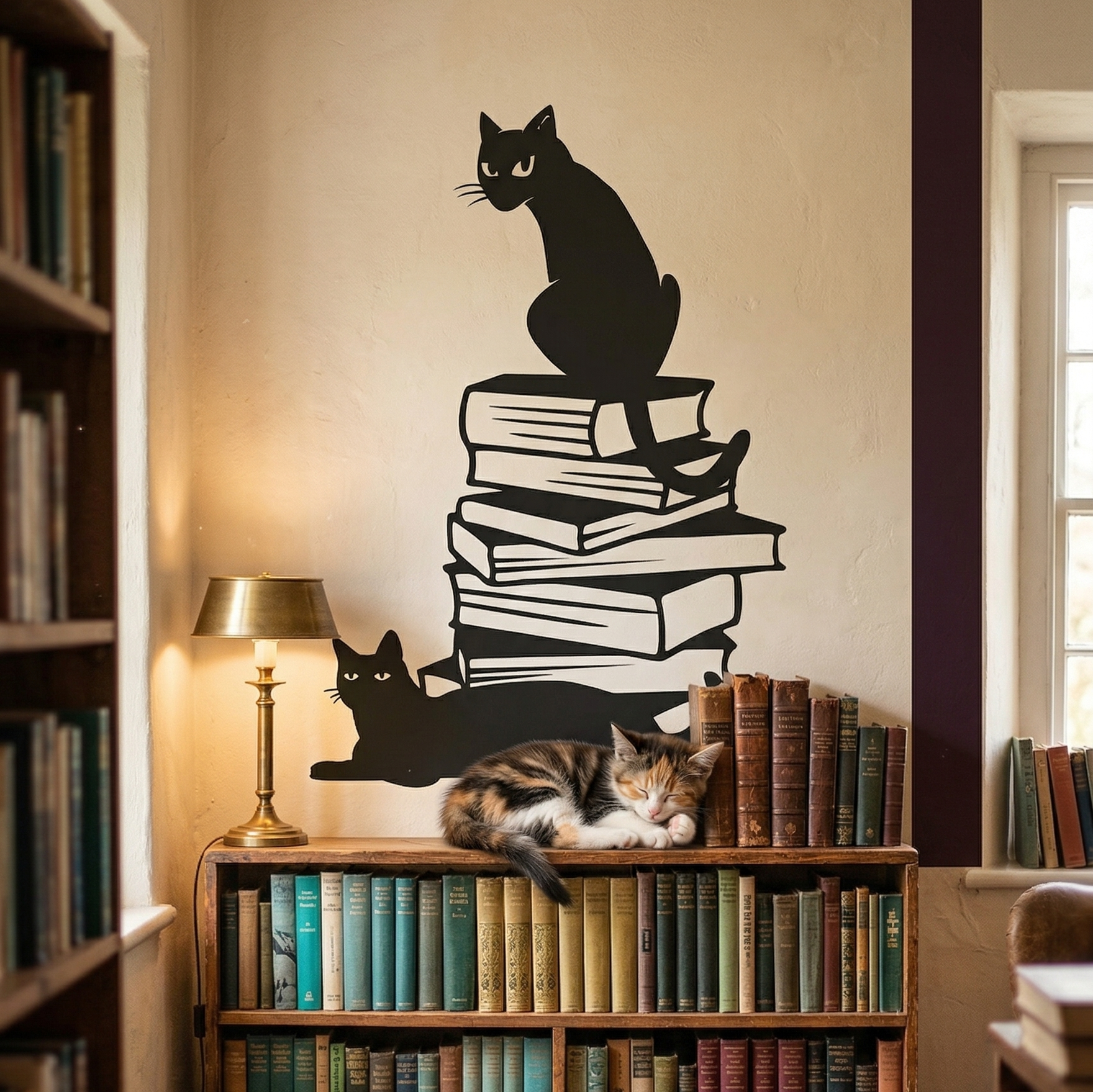 Kitap Kurdu Kedi Metal Tablo - DF040