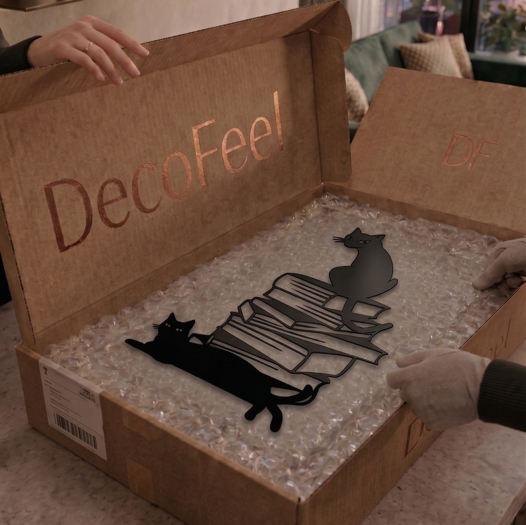 Kitap Kurdu Kedi Metal Tablo - DF040