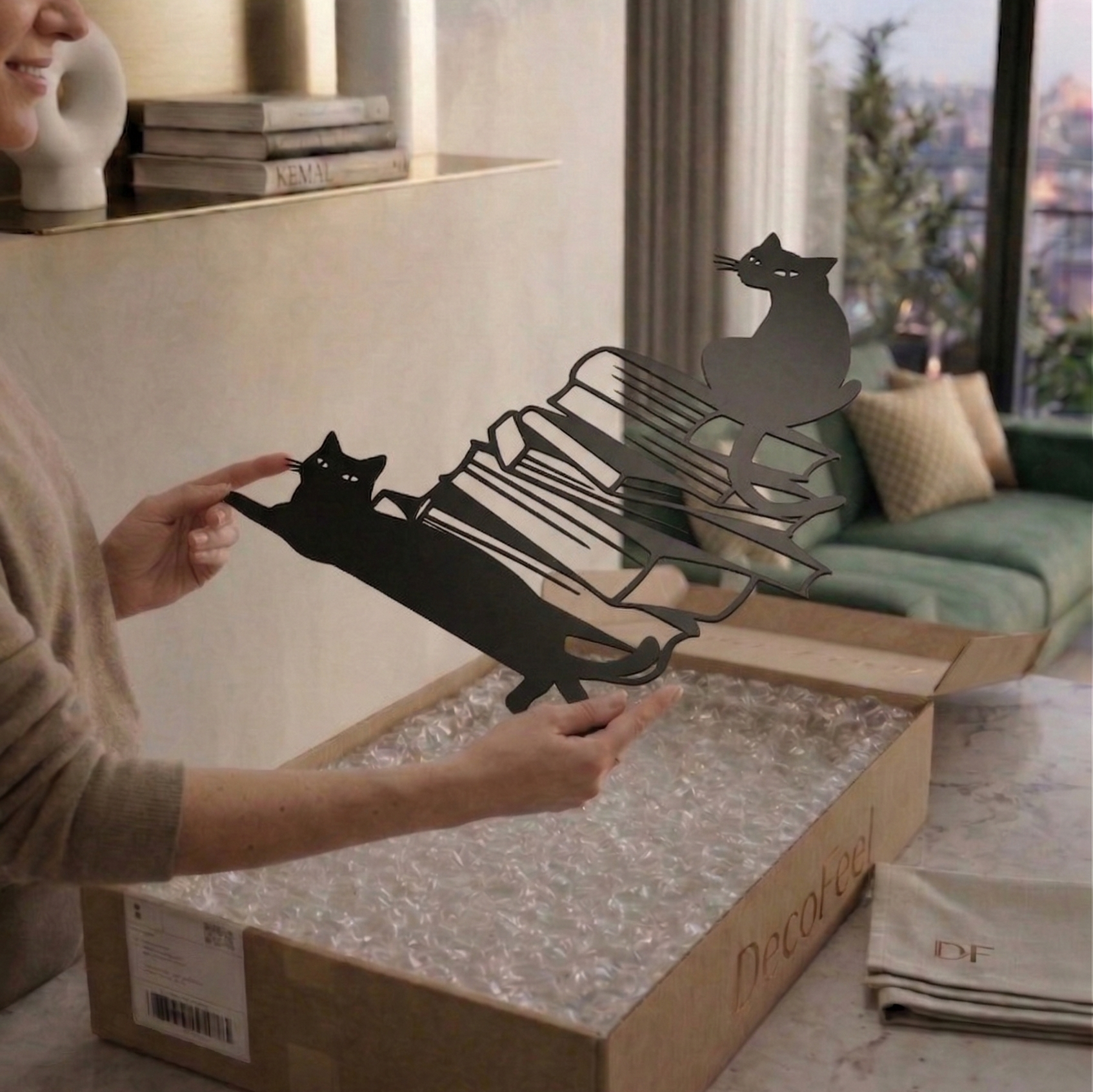 Kitap Kurdu Kedi Metal Tablo - DF040