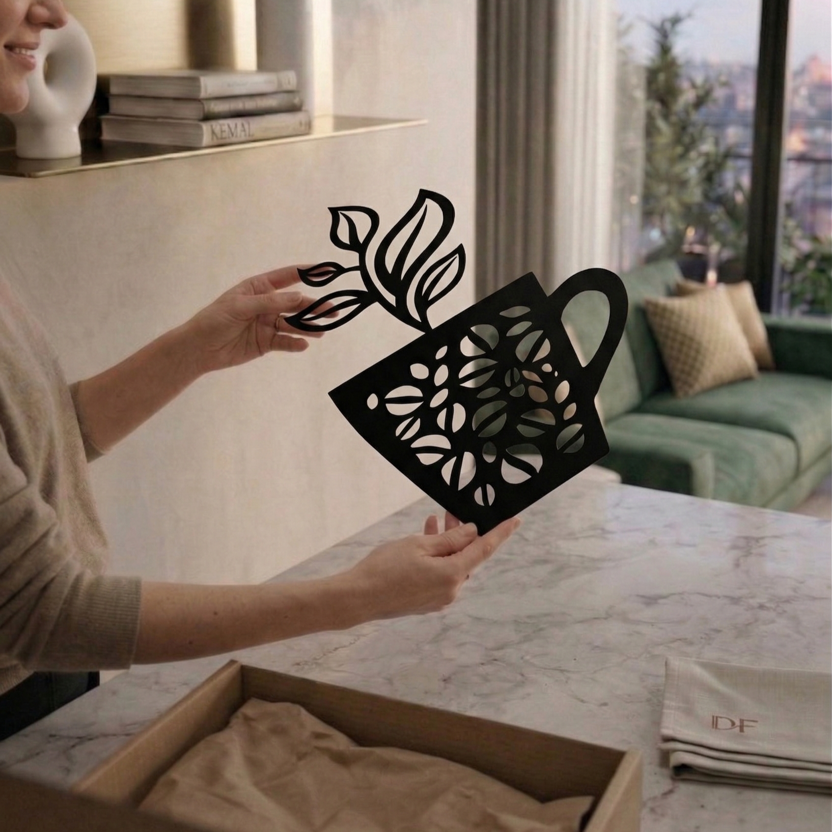 Çekirdekten Fincana Metal Tablo - DF045