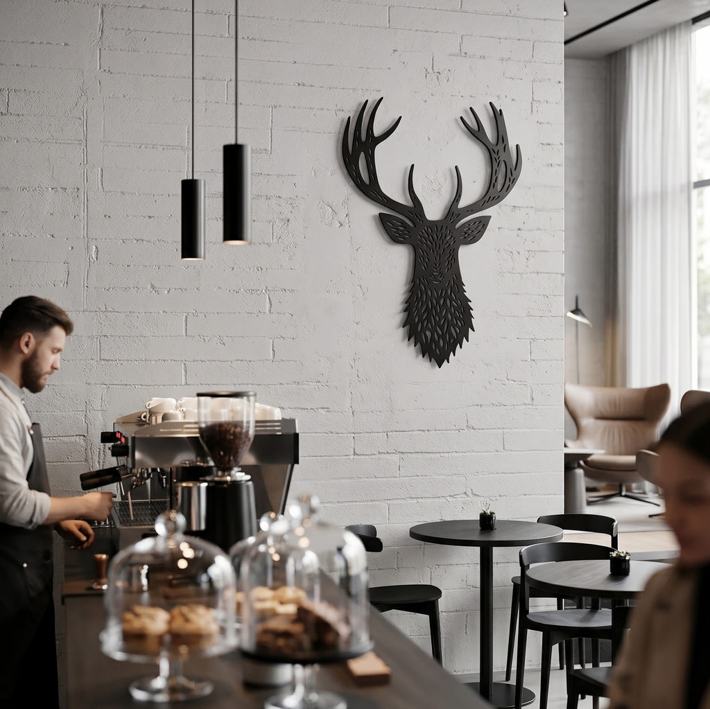 Majestic Stag - Geyik Kafası Metal Tablo -DF063