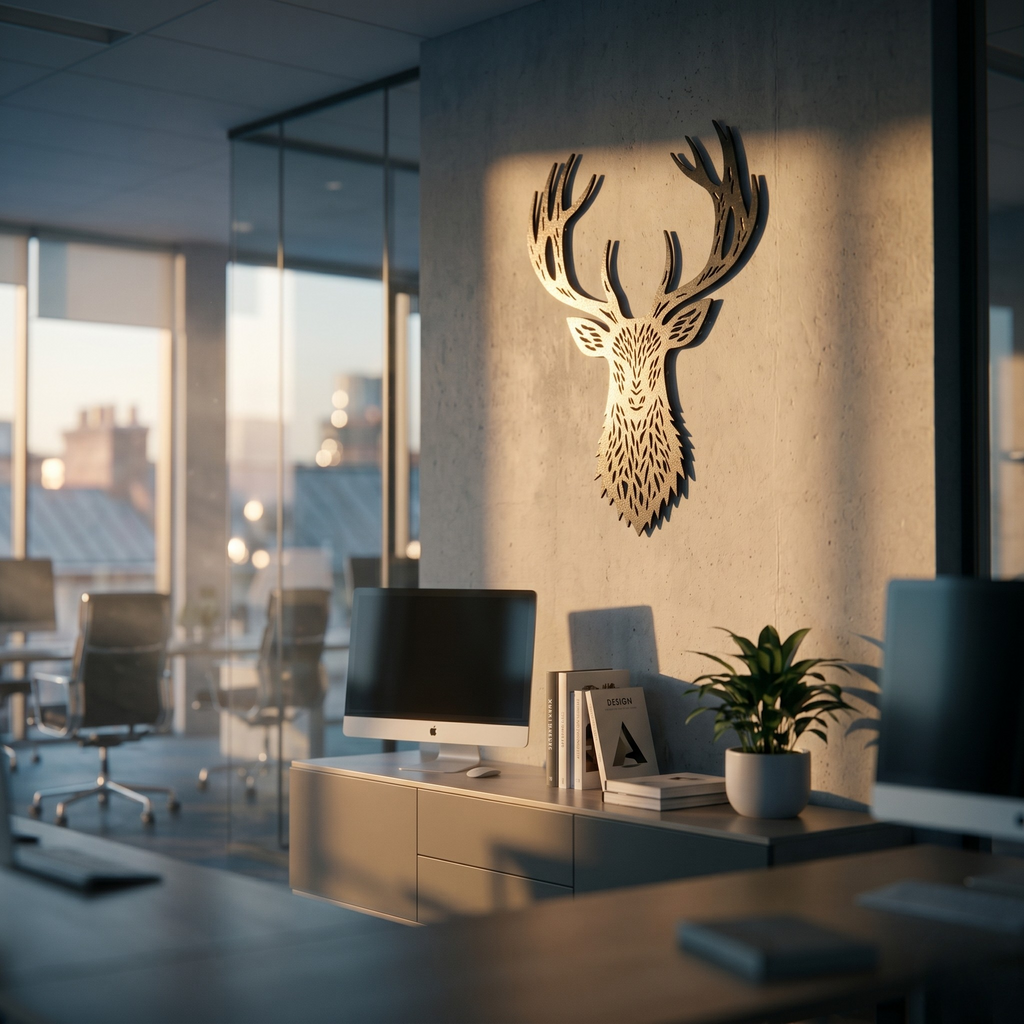 Majestic Stag - Geyik Kafası Metal Tablo -DF063