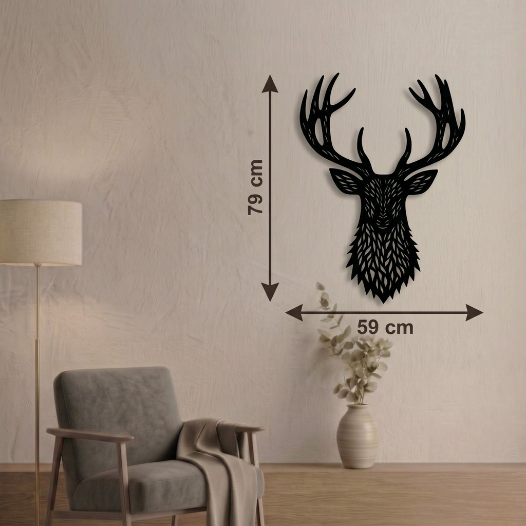 Majestic Stag - Geyik Kafası Metal Tablo -DF063