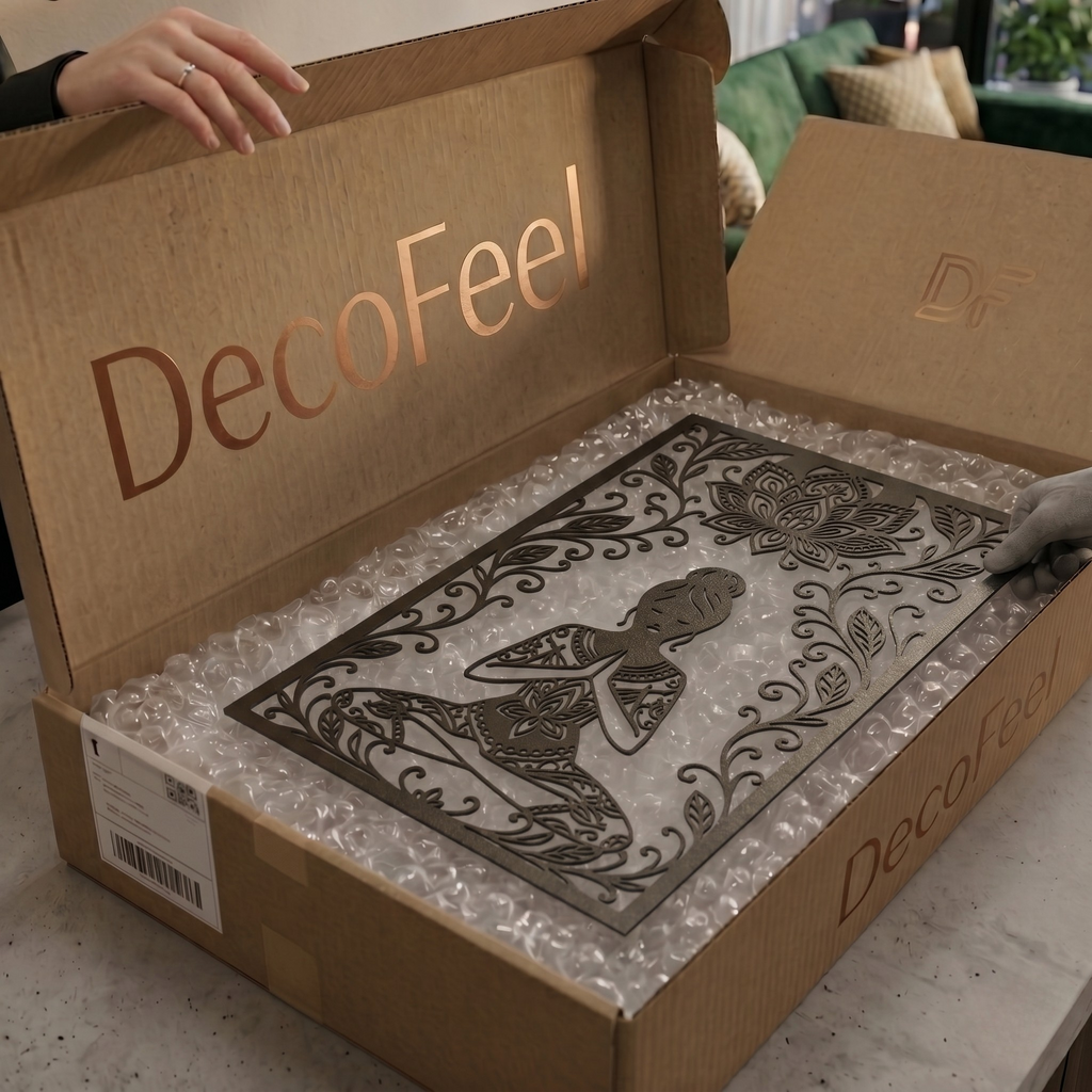 Zen Yoga - Mandala Desenli Kadın Metal Tablo -DF067