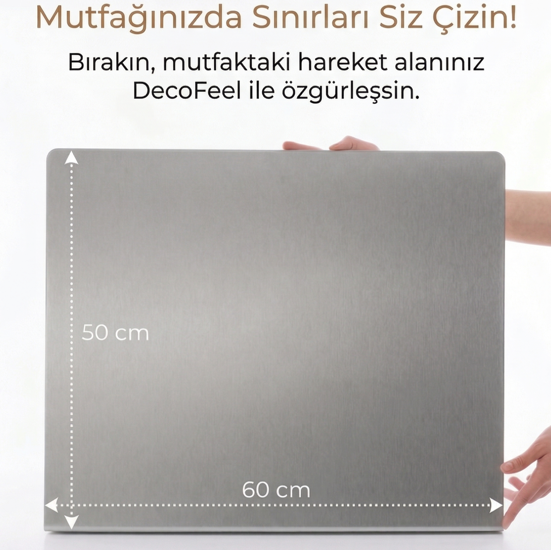 L-Form Profesyonel Paslanmaz Çelik Kesme Tahtası - DFK002