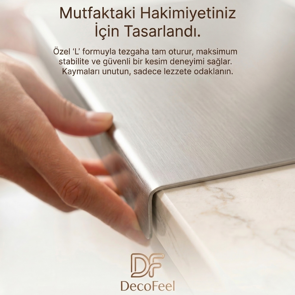 L-Form Profesyonel Paslanmaz Çelik Kesme Tahtası - DFK002