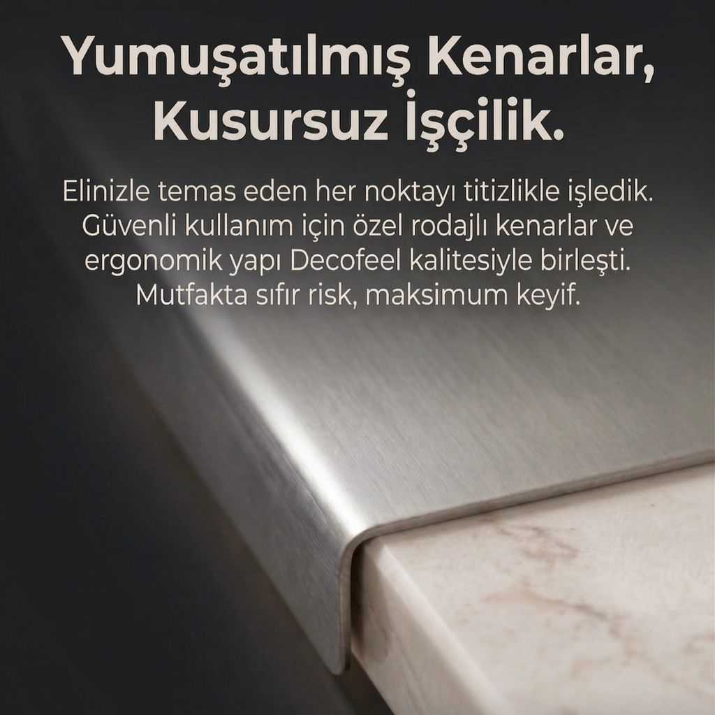 L-Form Profesyonel Paslanmaz Çelik Kesme Tahtası - DFK002