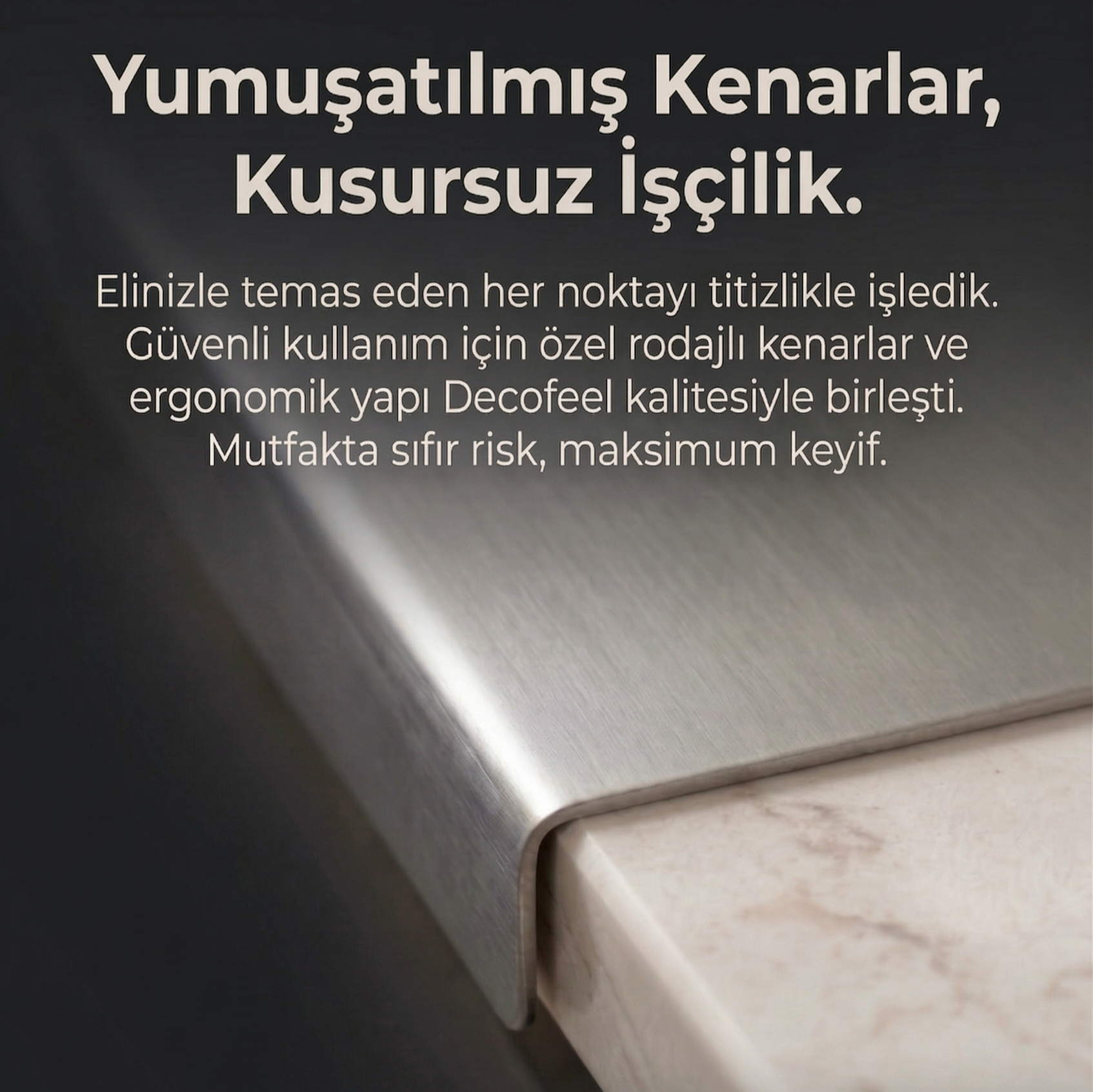L-Form Profesyonel Paslanmaz Çelik Kesme Tahtası - DFK002