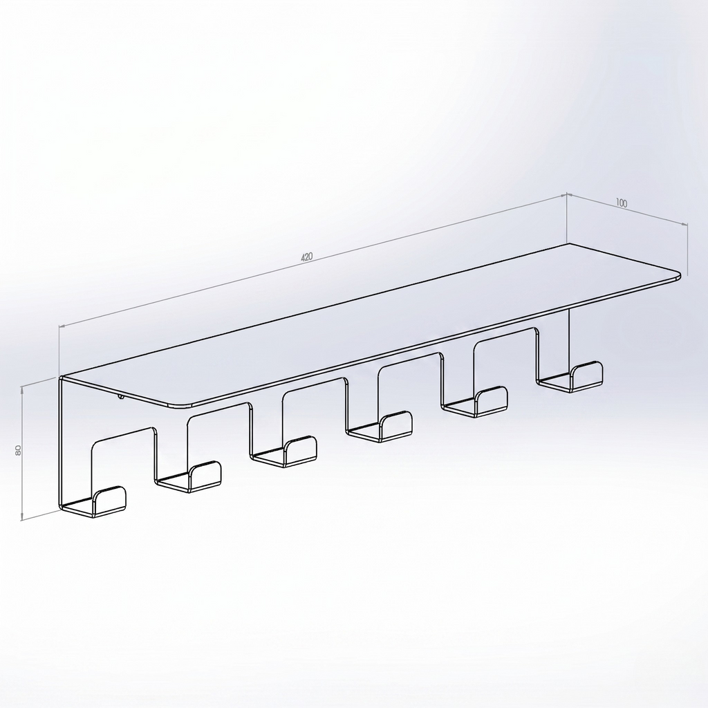 Quadra Metal Duvar Askılığı ve Düzenleyici Raf - DFM015