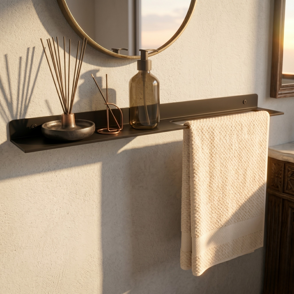 Pure Metal Entegre Havluluklu Banyo Rafı - DFM021