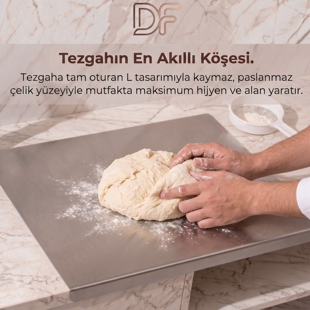 L-Form Profesyonel Paslanmaz Çelik Kesme Tahtası - DFK002